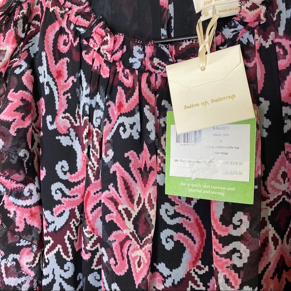 KATE SPADE Silk Tapestry Chiffon Ruffle Top - Picture 10 of 14